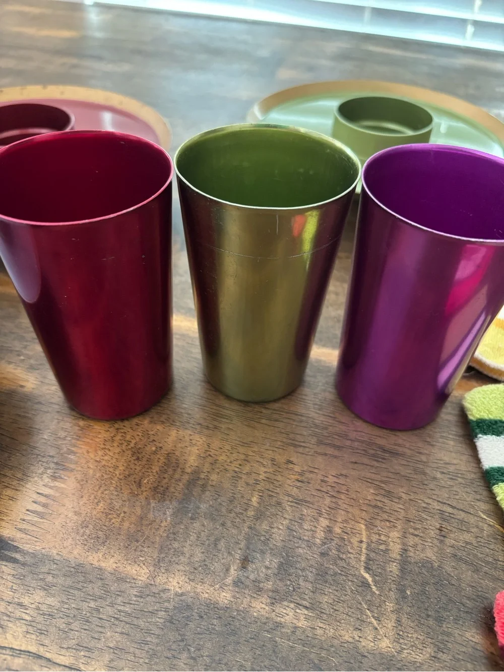50s Vintage Midcentury Modern Snack Set Aluminum Cups with plates
